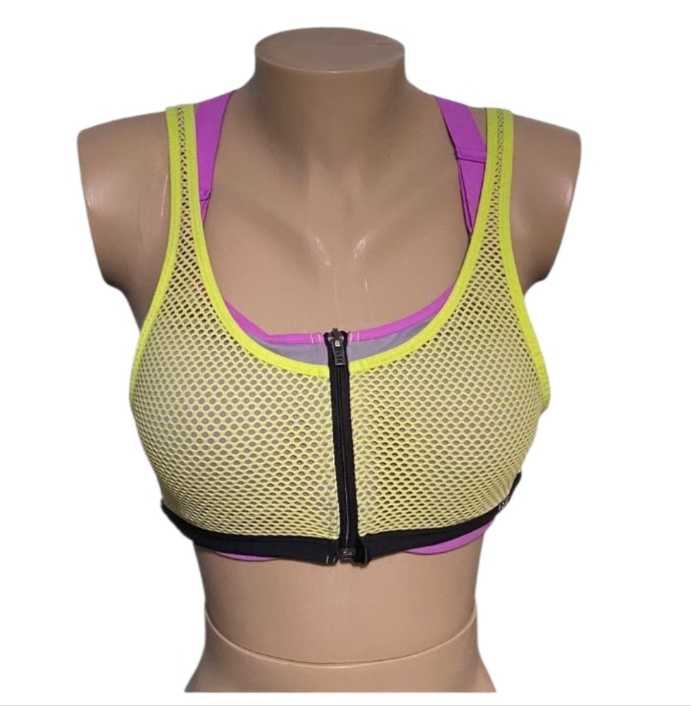 VSX Neon Yellow and Pink Mesh Sports Bra